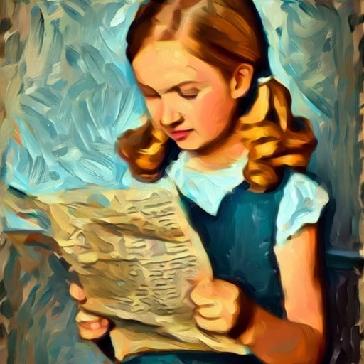 Meisje dat de volkskrant aanbieding aan het lezen in style van Van Gogh getekend,